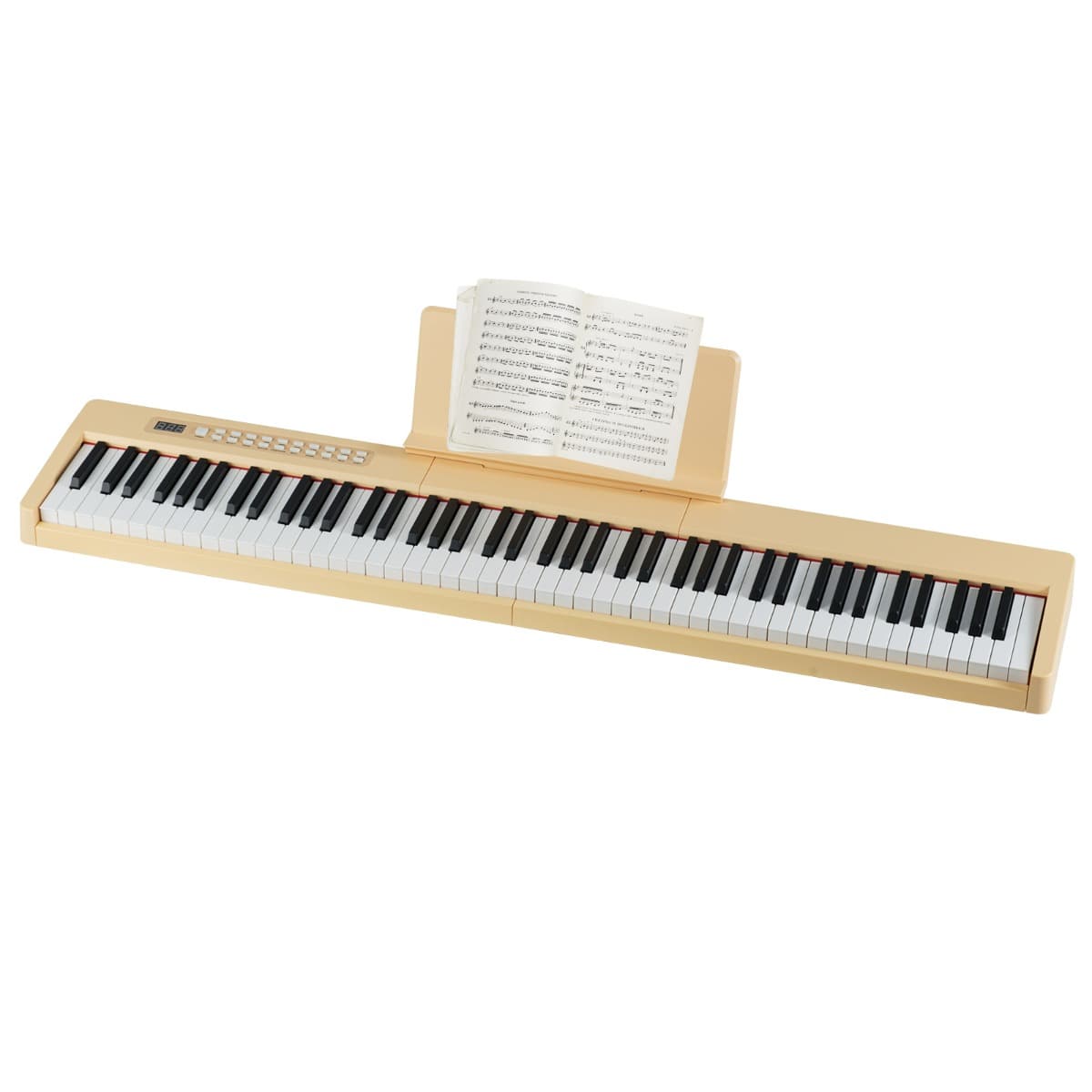 CostwayClavier de Piano à 88 Touches Piano Électrique de Taille Complète avec Source Audio DREAM Française Pédale Sustain Pupitre Jaune